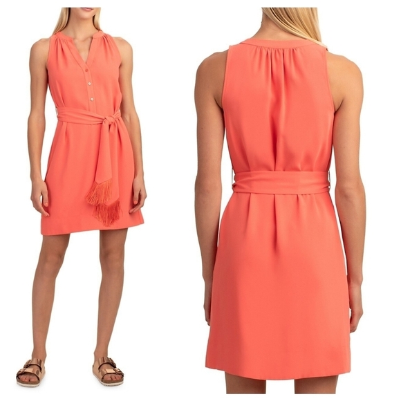 TRINA TURK ANEMONES Dress Women's Coral Midi Length Summer Dress Size XS - Picture 1 of 11